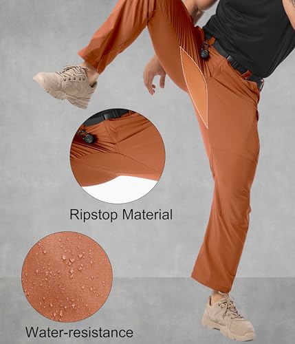 Arunlluta Men’s Tactical Pants, Ripstop Water Resistant Cargo Work Pants for Men, Stretch Hiking Pants Lightweight Brown - Image 3
