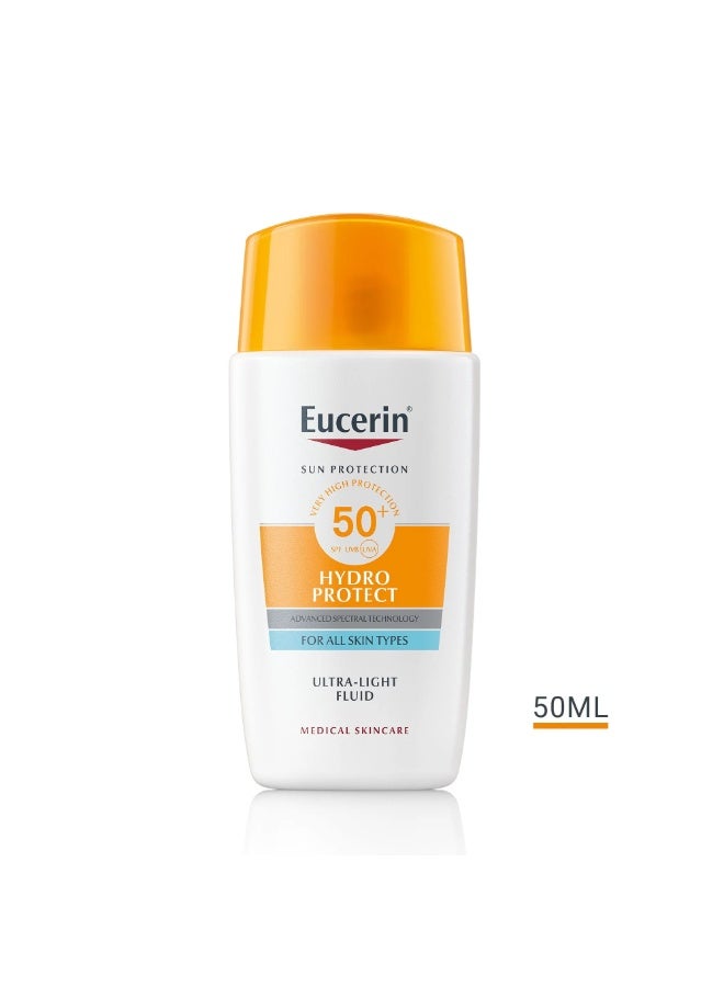 Eucerin Sun Hydro Protect Ultra-Light Fluid SPF50+ Sunscreen 50ml - Image 1