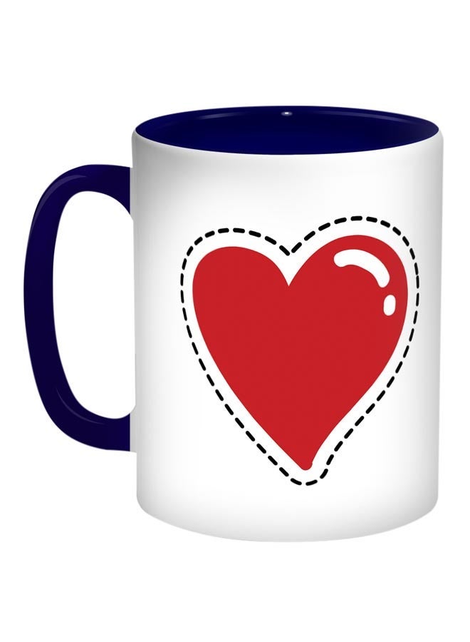 RYN Red Heart Printed Coffee Mug Red/White/Blue 11ounce