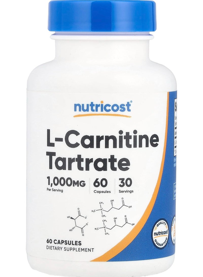 Nutricost L-Carnitine Tartrate 1000 Mg 60 Capsules 500 Mg Per Capsule