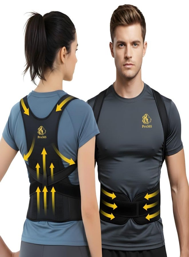 PRO365 Adjustable Posture Corrector Belt for Men & Women | Breathable Back & Shoulder Support Brace for Pain Relief and Spinal Alignment - Image 1