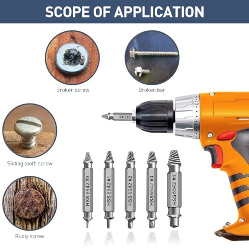 Serplex® 6PCS Multipurpose Screw Extractors Set, Hardened Steel Dual-Ended Tools for Stripped & Damaged Screws, Bolts, Nuts, with Compact Storage Case for DIY & Professional Repairs - Image 5