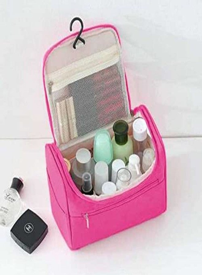 Ality Multifunctional Extra Large Cosmetic Bag with Hook for Travel, Makeup Organiser, Cosmetic Pouch, Household Grooming Kit, Makeup Bag for Women | Pink Color - Image 2