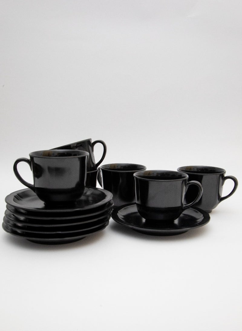 Tea Cup and Saucer Set of 6 160ml Healthy Melamine Unbreakable Dishwasher Safe | Elegant Tea Cup Set with Modern Design Suitable for All Occasions  - Image 1