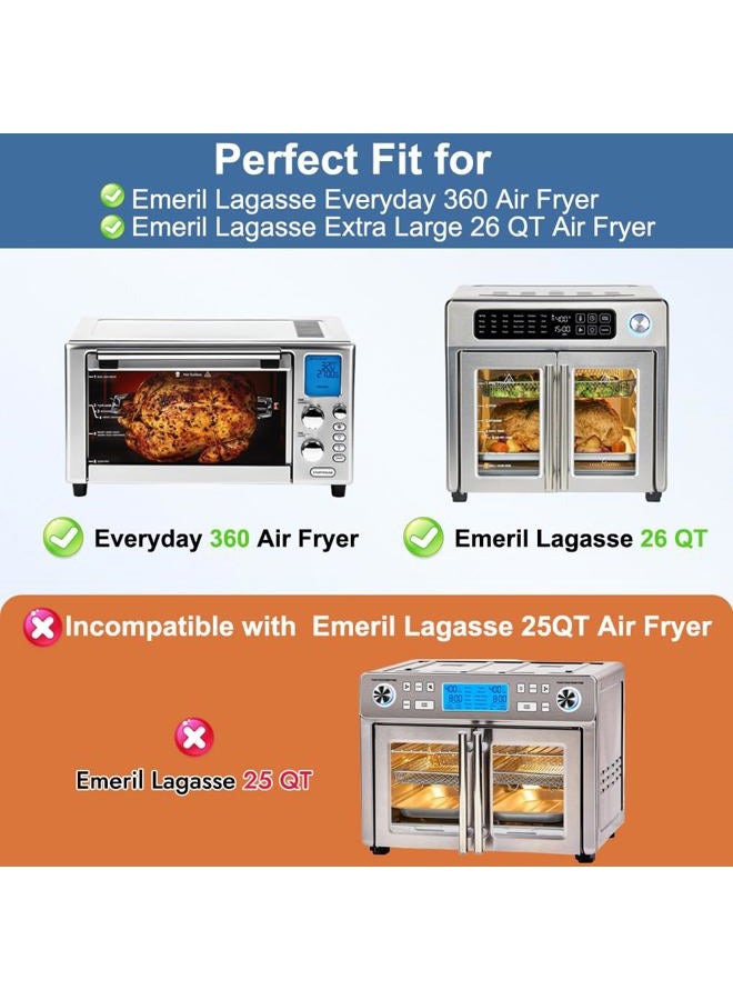 YQL Air Fryer Basket Replacement for Emeril Lagasse 26 QT Everyday French Door 360 Extra Large Air Fryer, 12.6" x 10.2" Stainless Steel Baking Tray,Wire Rack Emeril Lagasse Oven Accessories - Image 2