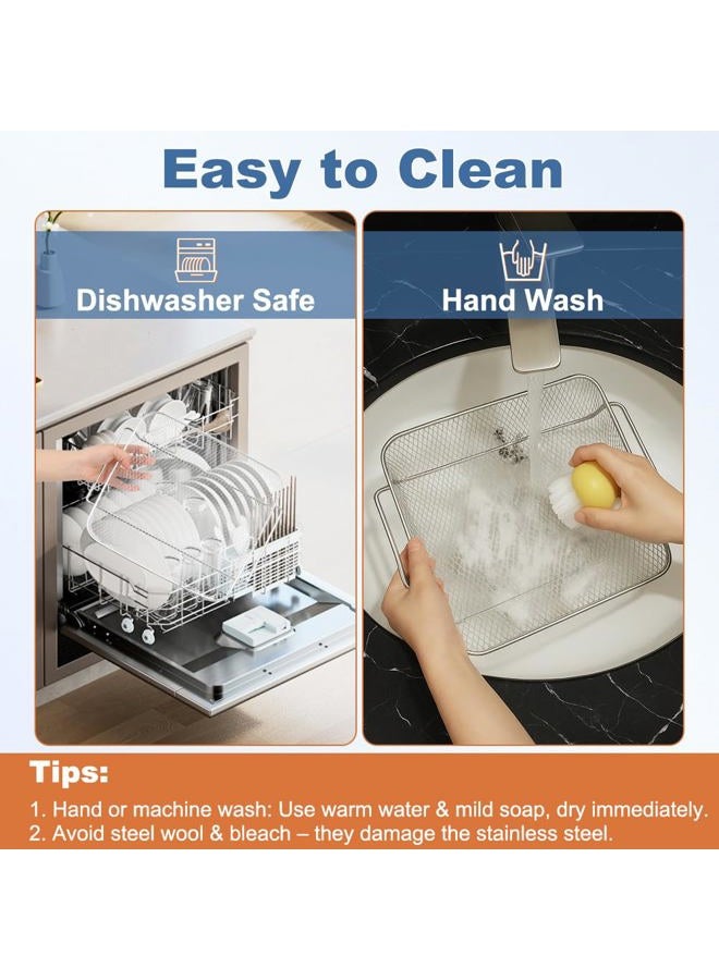 YQL Air Fryer Basket Replacement for Emeril Lagasse 26 QT Everyday French Door 360 Extra Large Air Fryer, 12.6" x 10.2" Stainless Steel Baking Tray,Wire Rack Emeril Lagasse Oven Accessories - Image 5