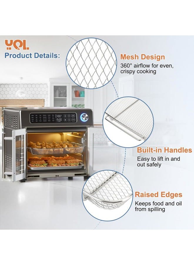 YQL Air Fryer Basket Replacement for Emeril Lagasse 26 QT Everyday French Door 360 Extra Large Air Fryer, 12.6" x 10.2" Stainless Steel Baking Tray,Wire Rack Emeril Lagasse Oven Accessories - Image 4