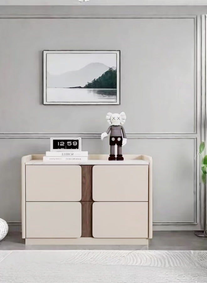 فاشون هوم استخدام متعدد الأغراض تصميم حديث 2 درج خزانة بجانب السرير منضدة خشبية صلبة طاولة تخزين طاولة جانبية صالية لغرفة المعيشة غرفة نوم 45x40x47 سم  - Image 3