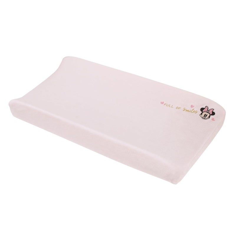 NoJo Disney Minnie Mouse My Happy Place Pink Super Soft Appliqued Contoured Changing Pad Cover - Image 1
