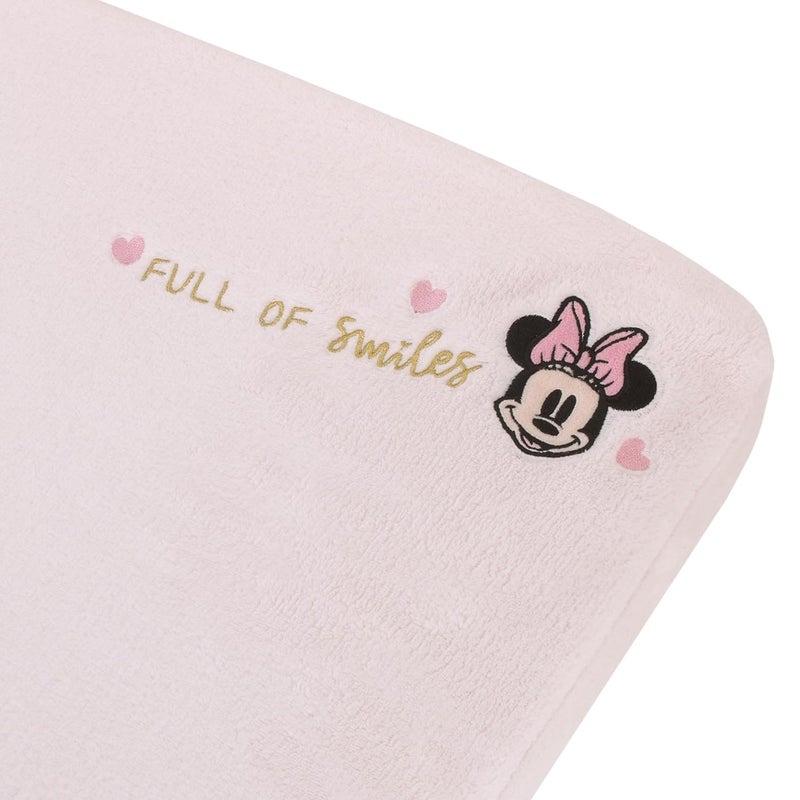 NoJo Disney Minnie Mouse My Happy Place Pink Super Soft Appliqued Contoured Changing Pad Cover - Image 3