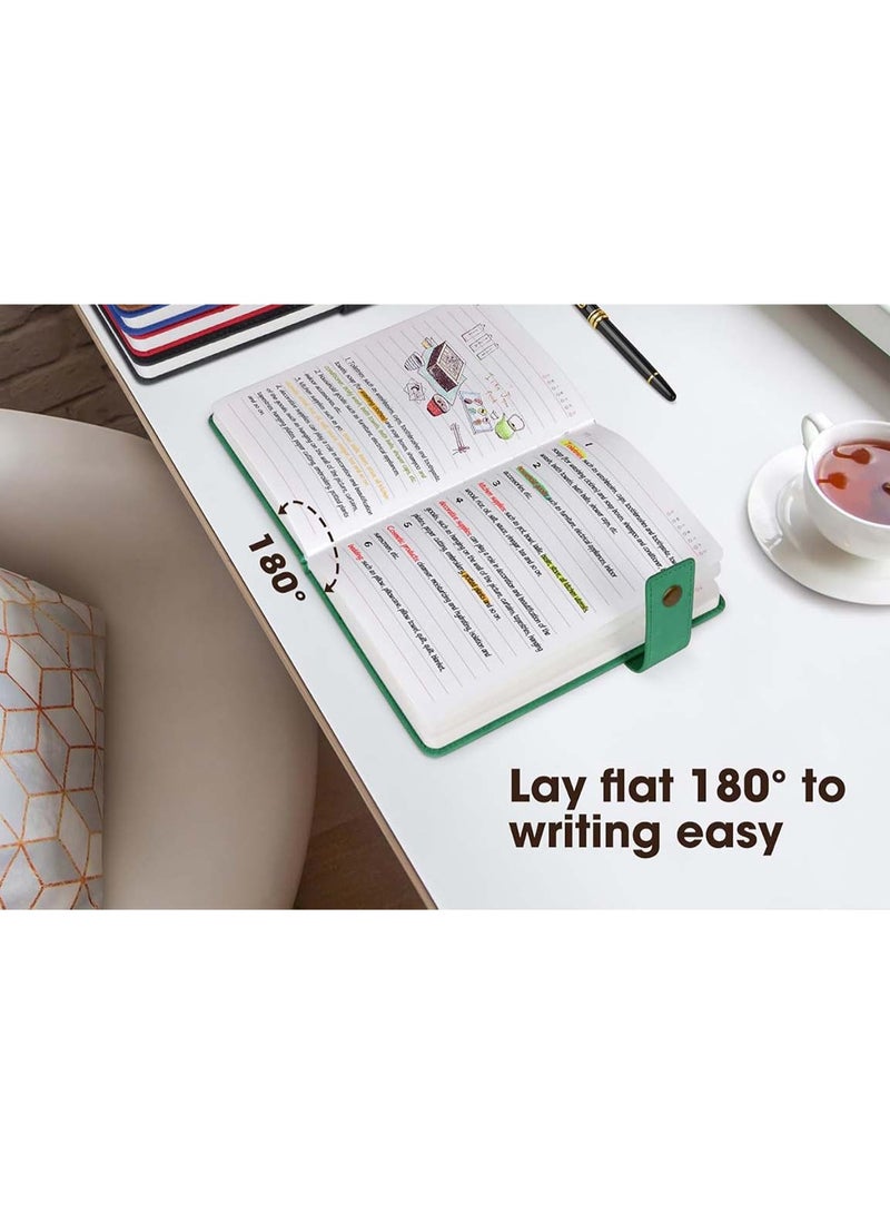 كيه سي دفتر يوميات جلدي مسطر مقاس A5 مع قلم، مذكرات كتابة شخصية بغلاف مقوى للرجال والنساء، 200 صفحة من ورق سميك مسطر للمدرسة والسفر والعمل (أخضر) - Image 4