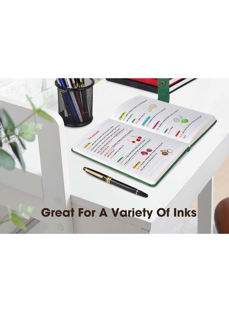 كيه سي دفتر يوميات جلدي مسطر مقاس A5 مع قلم، مذكرات كتابة شخصية بغلاف مقوى للرجال والنساء، 200 صفحة من ورق سميك مسطر للمدرسة والسفر والعمل (أخضر) - Image 3