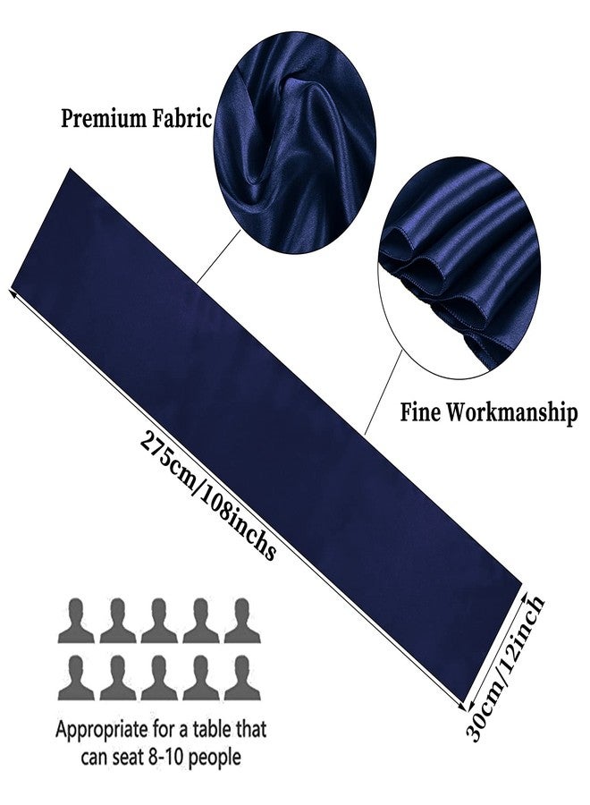 REWOMC 10-Pack Navy Blue 12 x 108 inches Long Premium Satin Table Runner for Wedding, Decorations for Birthday Parties, Banquets, Graduations, Engagements, Table Runners fit Rectange and Round Table - Image 2