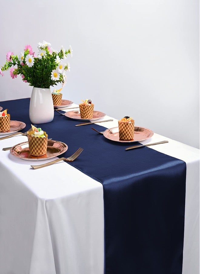 REWOMC 10-Pack Navy Blue 12 x 108 inches Long Premium Satin Table Runner for Wedding, Decorations for Birthday Parties, Banquets, Graduations, Engagements, Table Runners fit Rectange and Round Table - Image 5
