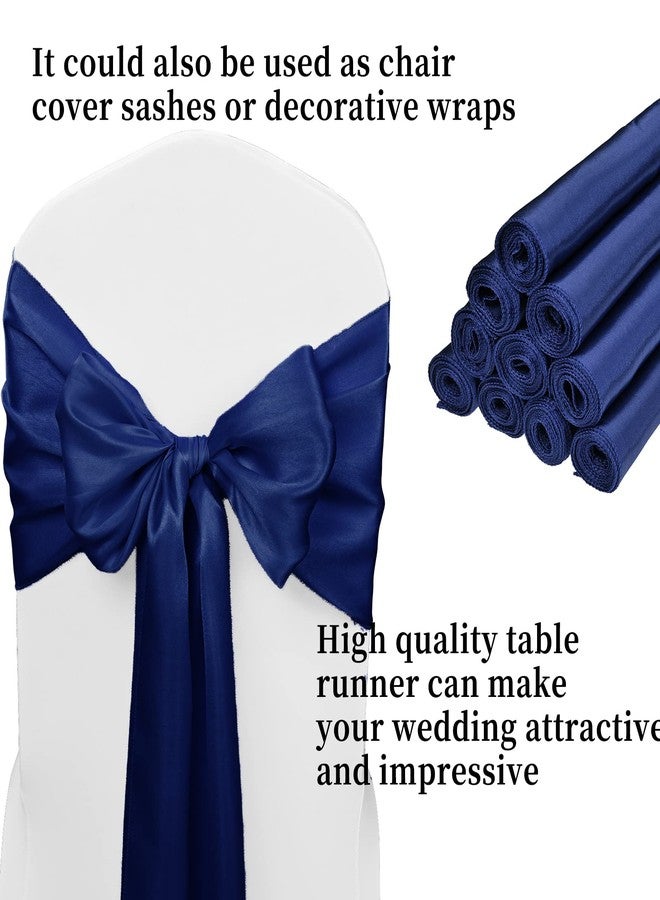 REWOMC 10-Pack Navy Blue 12 x 108 inches Long Premium Satin Table Runner for Wedding, Decorations for Birthday Parties, Banquets, Graduations, Engagements, Table Runners fit Rectange and Round Table - Image 3