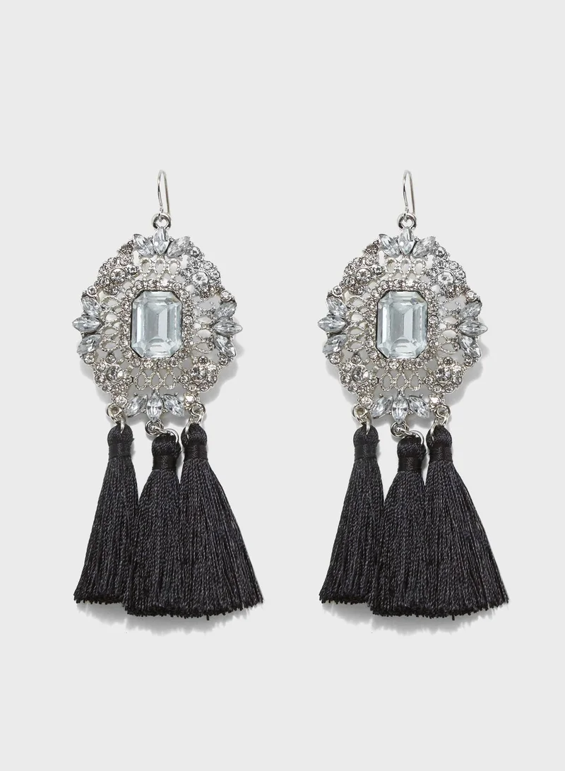 FOREVER 21 Tassel Cluster Gem Earrings