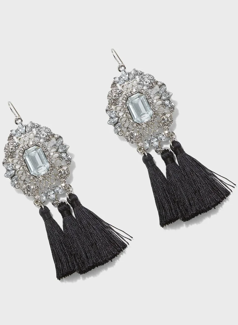 FOREVER 21 Tassel Cluster Gem Earrings