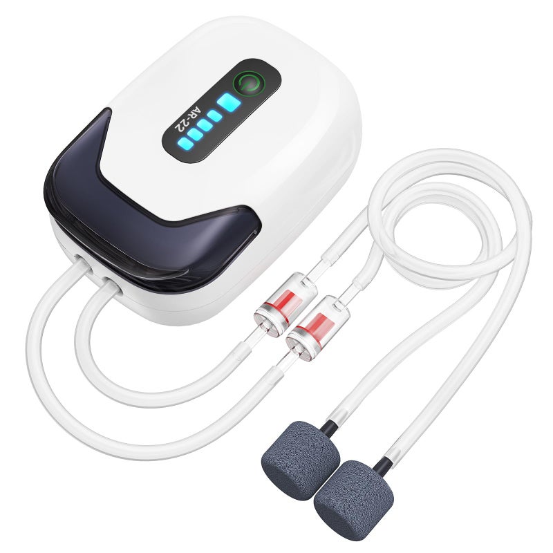 MoonOrange Aquarium Air Pump, Rechargeable Portable Oxygen Pump with Single/Dual Outlets, Quiet Aerator for Fish Tank up to 30/70 Gallon, Outdoor Fishing, Fish Transport and Power Cut. - Image 1