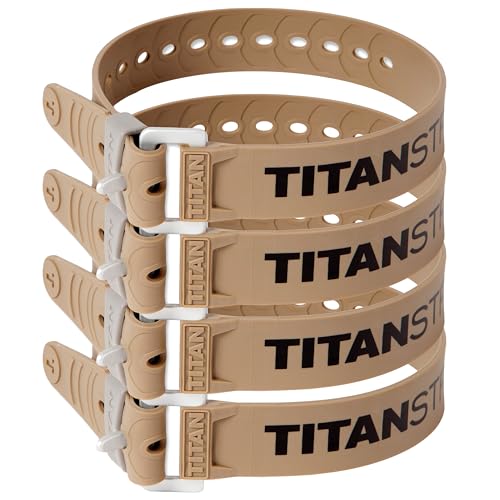 TitanStraps Titan Industrial Straps – Safety Strap Set to Secure Splits, Cargo Bikes, Garden Hoses, Wood Working Projects – 70 lb. Working Load, 20" Length, 4-Pack Coyote Tan - Image 1