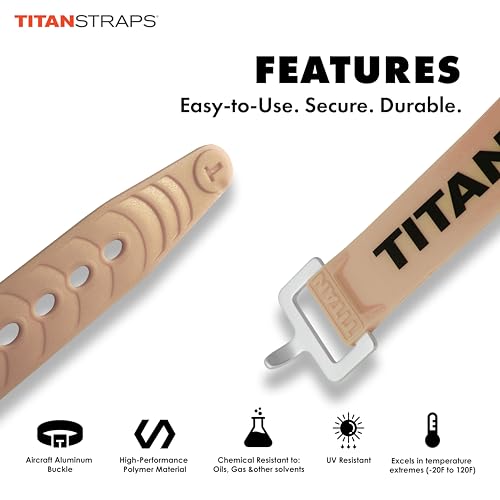 TitanStraps Titan Industrial Straps – Safety Strap Set to Secure Splits, Cargo Bikes, Garden Hoses, Wood Working Projects – 70 lb. Working Load, 20" Length, 4-Pack Coyote Tan - Image 3