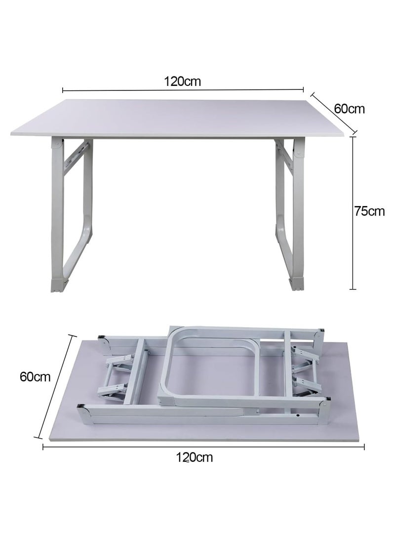 ميشيدا مكتب قابل للتعديل وقابل للطي بدون تركيب، طاولة كمبيوتر محمولة وصغيرة الحجم من خشب الجوز للاستخدام في المنزل والمكتب والدراسة وتناول الطعام والتخييم والنزهات والشواء (أبيض، 120 * 60 * 75 سم) - Image 3