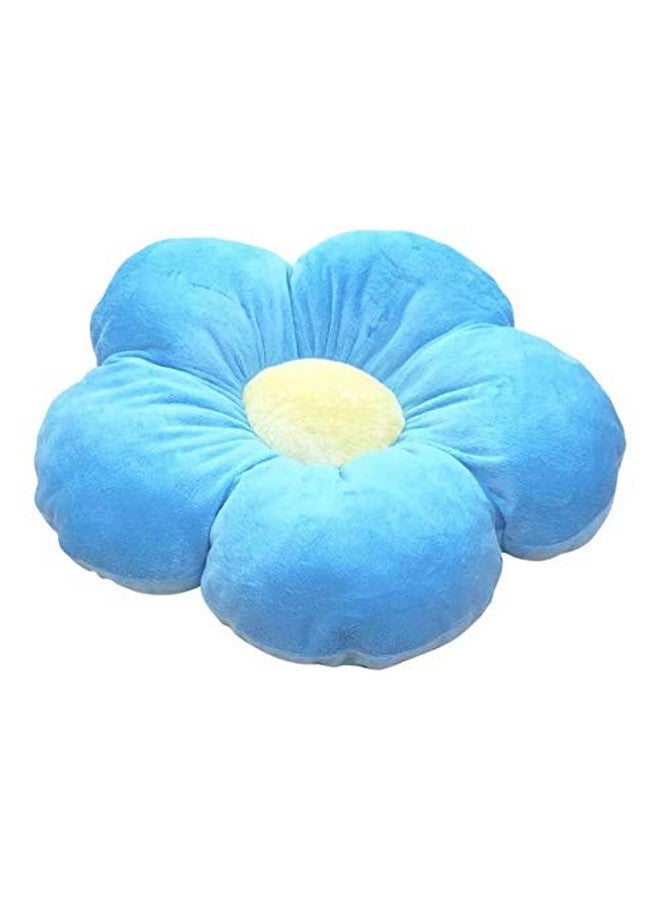 Peach Cuddle Flower Shaped Floor Cushion for Kids Room, Living Room, Luxury Kids Furnishing, Throw Pillow, Decorative Cushion, Nursery Décor, Velvet Cushion, (16x16 inch, Pack of 1, Blue) - Image 1