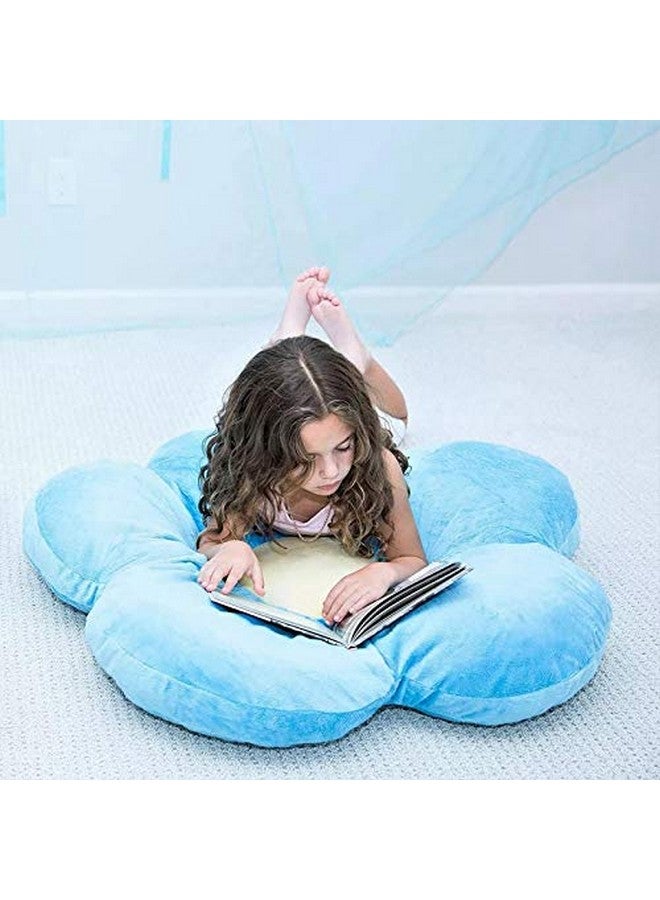 Peach Cuddle Flower Shaped Floor Cushion for Kids Room, Living Room, Luxury Kids Furnishing, Throw Pillow, Decorative Cushion, Nursery Décor, Velvet Cushion, (16x16 inch, Pack of 1, Blue) - Image 2