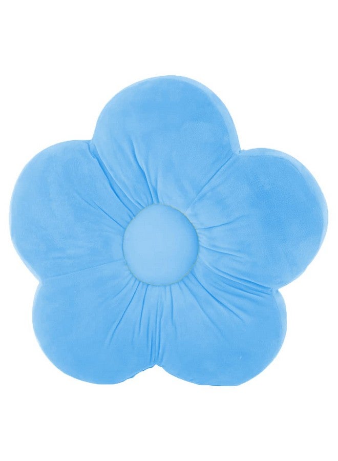 Peach Cuddle Flower Shaped Floor Cushion for Kids Room, Living Room, Luxury Kids Furnishing, Throw Pillow, Decorative Cushion, Nursery Décor, Velvet Cushion, (16x16 inch, Pack of 1, Blue) - Image 4