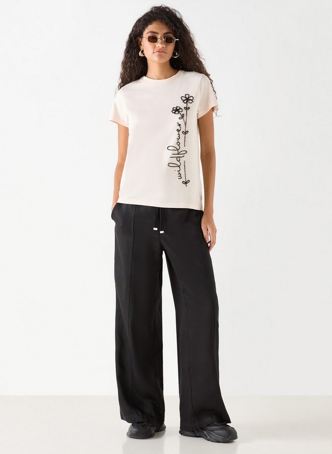 لي كوبر بنطلون سادة واسع الساقين برباط إغلاق وجيوب من لي كوبر - Image 2