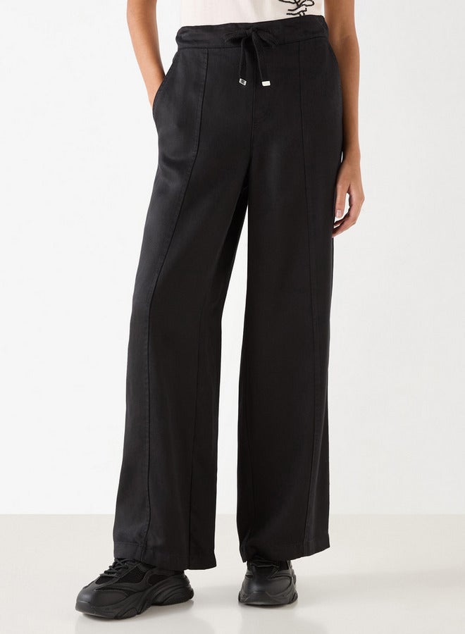 لي كوبر بنطلون سادة واسع الساقين برباط إغلاق وجيوب من لي كوبر - Image 1