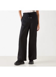 Lee Cooper Solid Wide Leg Pants with Drawstring Closure and Pockets