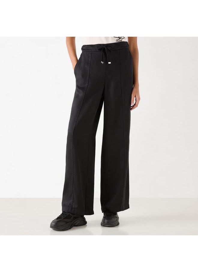 Lee Cooper - Lee Cooper Solid Wide Leg Pants with Drawstring Closure and Pockets - Image 1