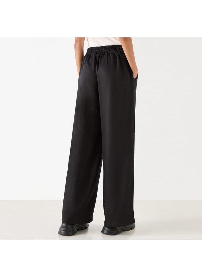 Lee Cooper - Lee Cooper Solid Wide Leg Pants with Drawstring Closure and Pockets - Image 1