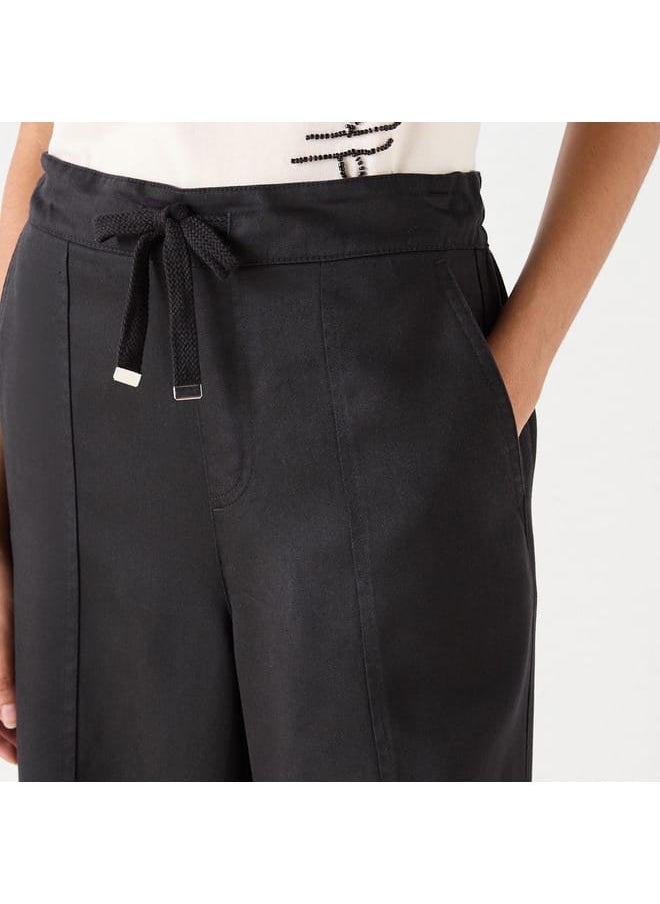 Lee Cooper - Lee Cooper Solid Wide Leg Pants with Drawstring Closure and Pockets - Image 1
