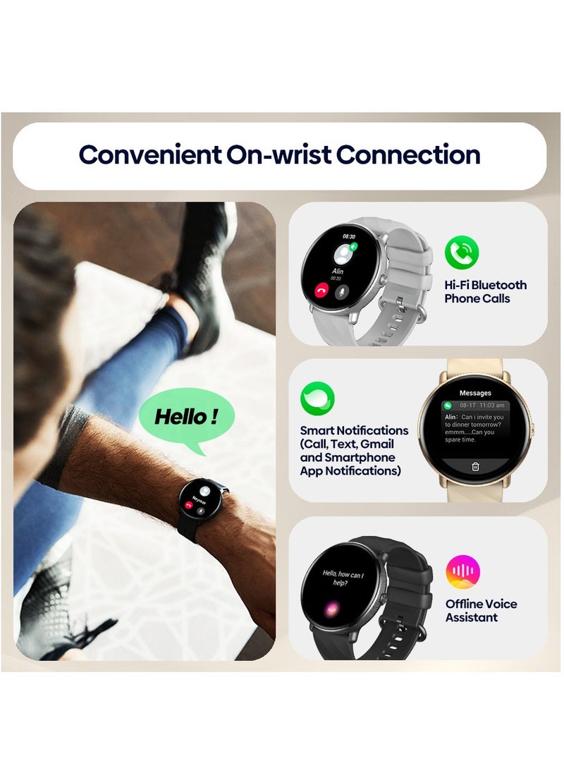 Zeblaze - GTR 3 PRO Bluetooth Full Touch Call Smart Watch AMOLED Display 260mAh 1.42 Inch Midnight Black Silicone Strap - Image 1