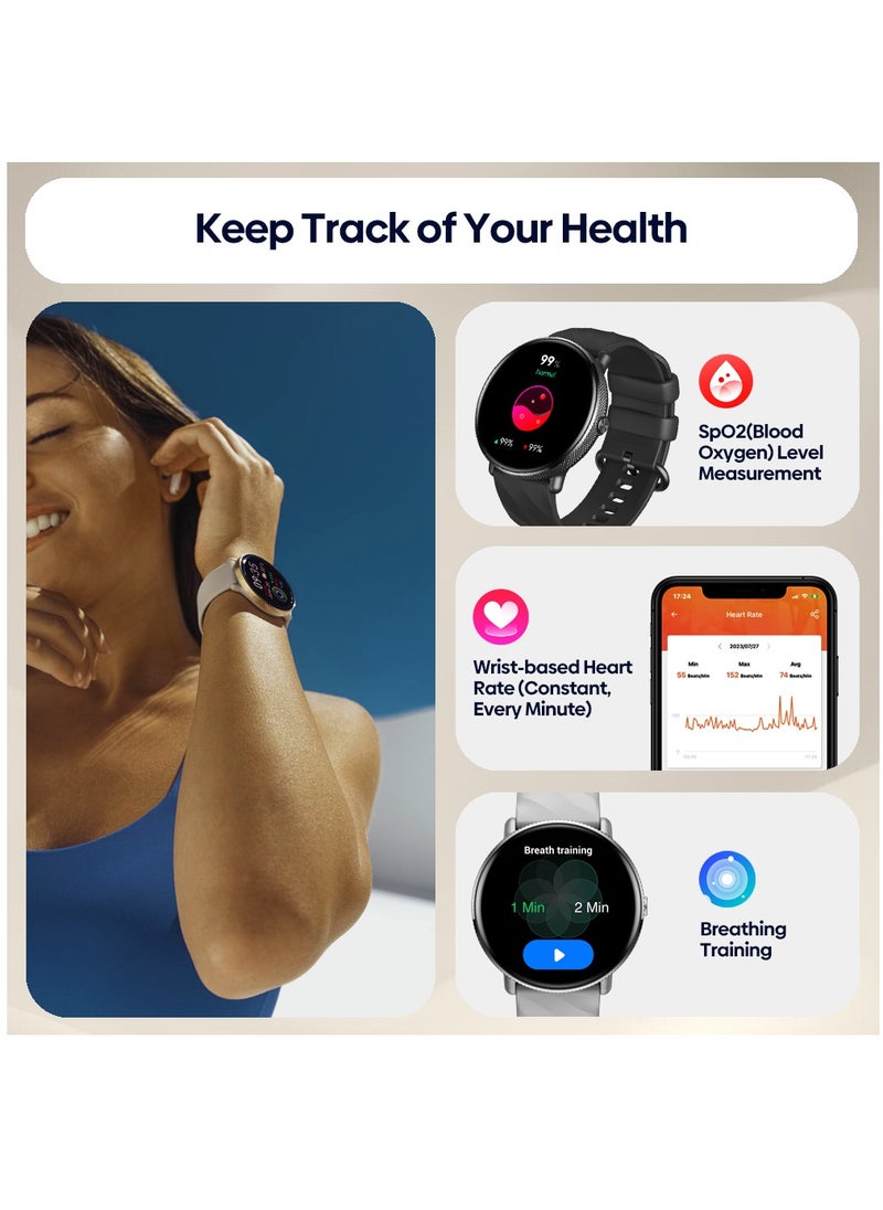 Zeblaze - GTR 3 PRO Bluetooth Full Touch Call Smart Watch AMOLED Display 260mAh 1.42 Inch Midnight Black Silicone Strap - Image 1