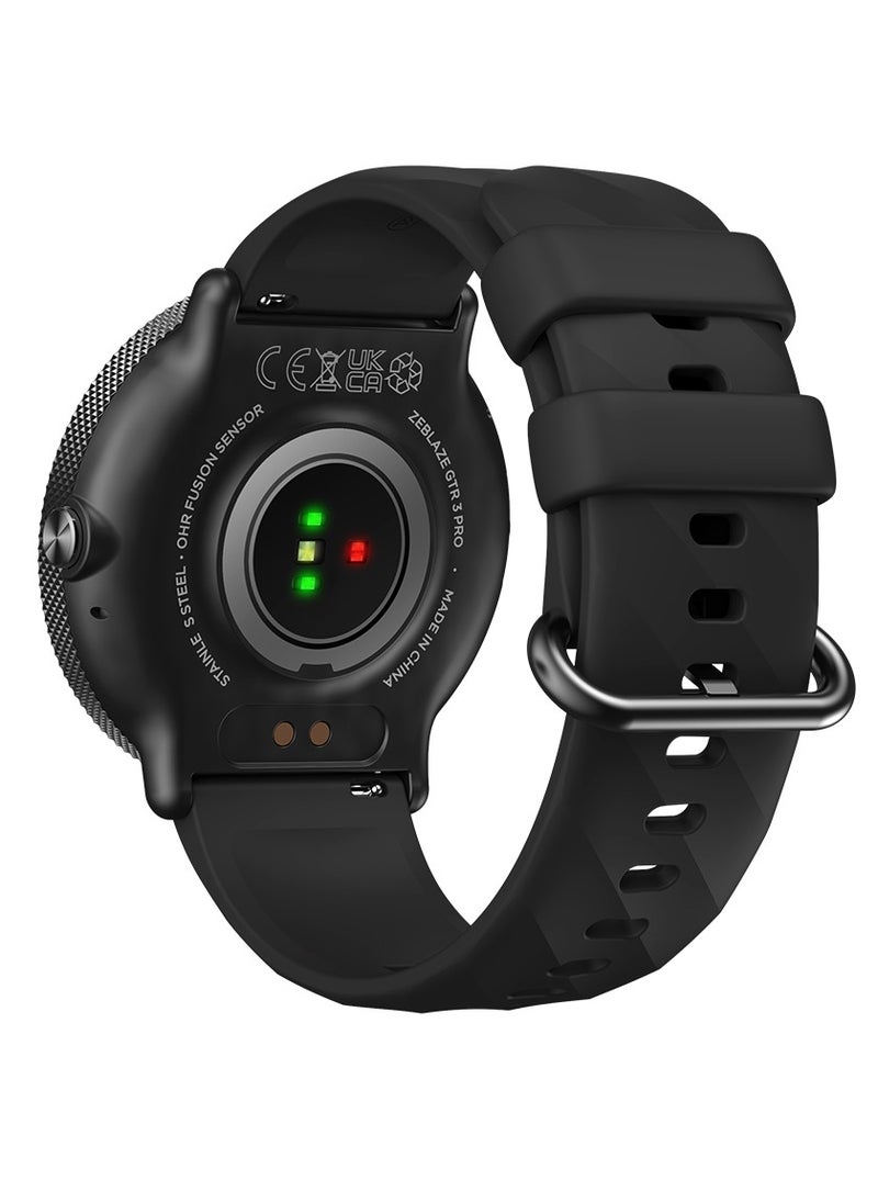 Zeblaze - GTR 3 PRO Bluetooth Full Touch Call Smart Watch AMOLED Display 260mAh 1.42 Inch Midnight Black Silicone Strap - Image 1