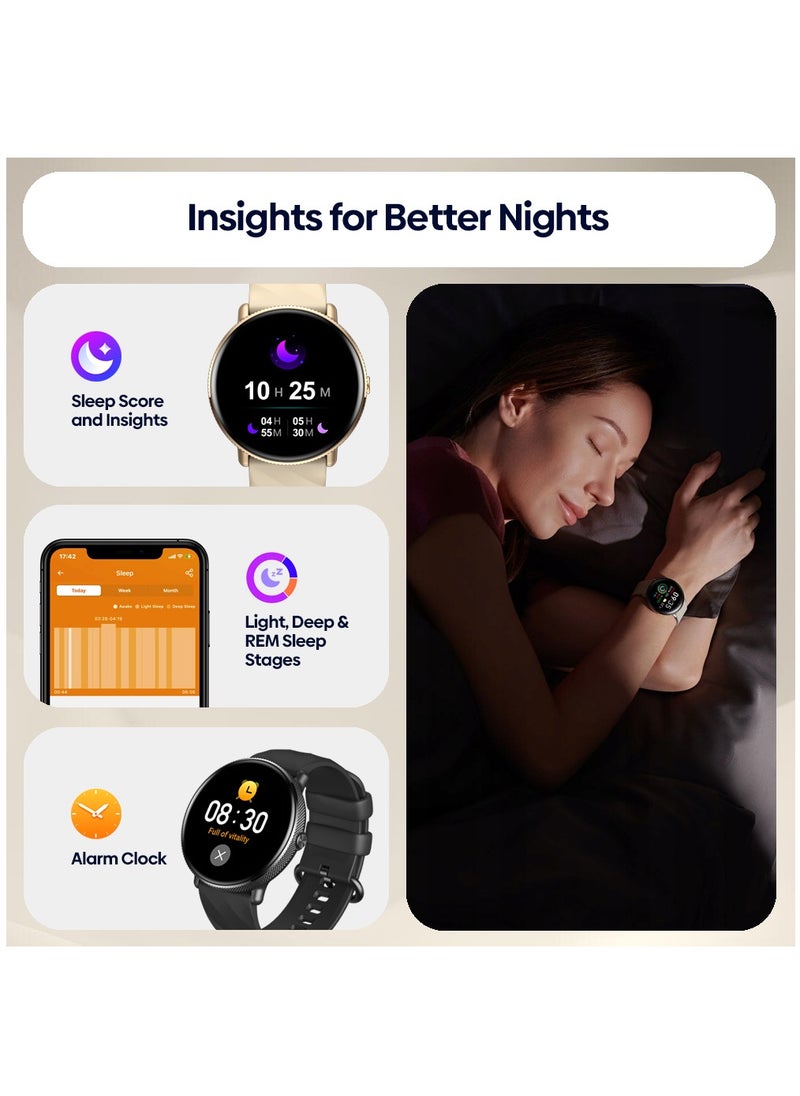 Zeblaze - GTR 3 PRO Bluetooth Full Touch Call Smart Watch AMOLED Display 260mAh 1.42 Inch Midnight Black Silicone Strap - Image 1
