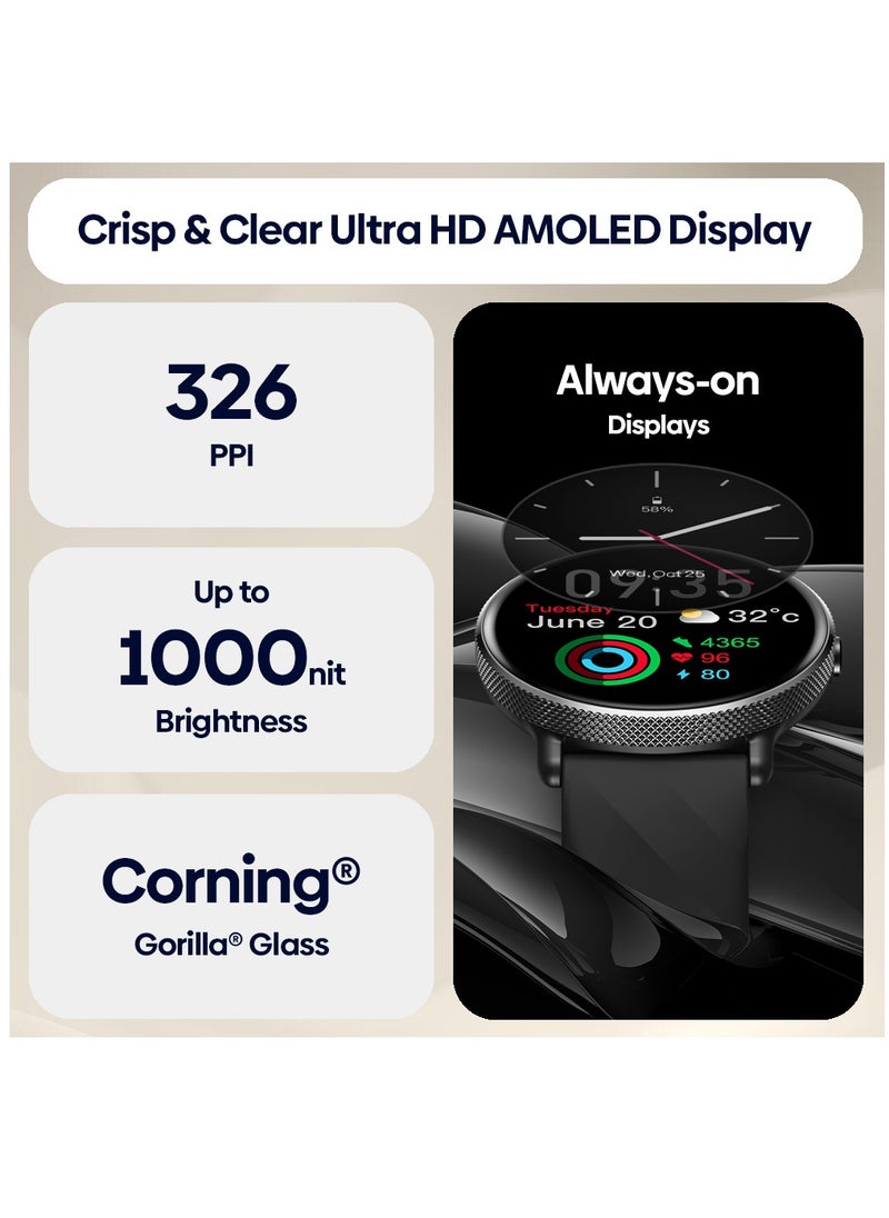 Zeblaze - GTR 3 PRO Bluetooth Full Touch Call Smart Watch AMOLED Display 260mAh 1.42 Inch Midnight Black Silicone Strap - Image 1
