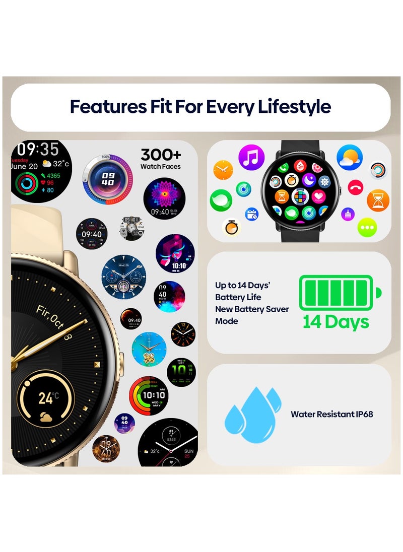 Zeblaze - GTR 3 PRO Bluetooth Full Touch Call Smart Watch AMOLED Display 260mAh 1.42 Inch Midnight Black Silicone Strap - Image 1