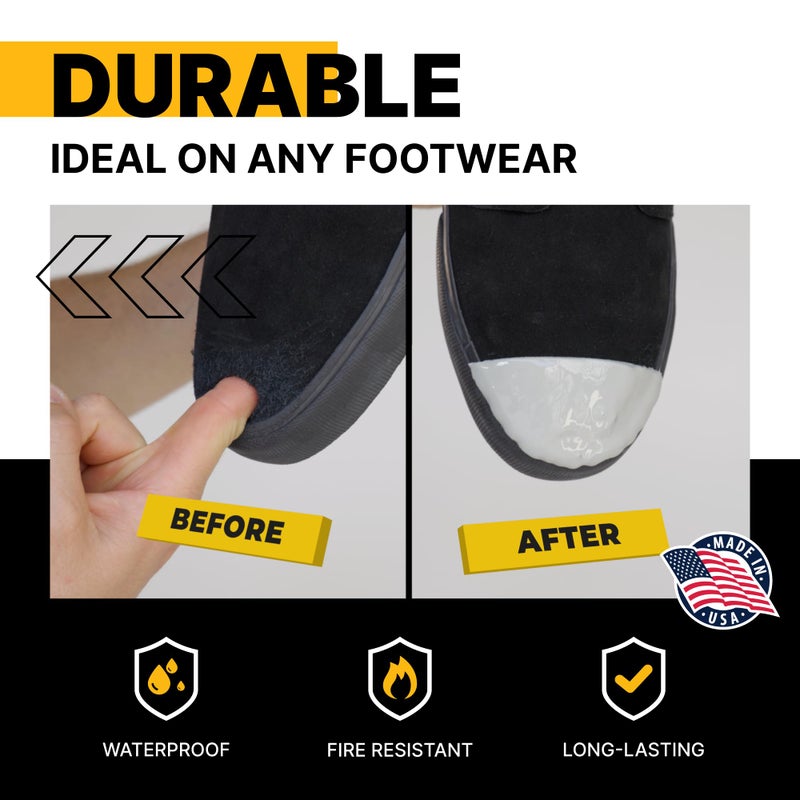 Tuff Toe Work Boot Toe Protector & 2 Pack, Liquid Adhesive Shoe Glue for Boot Waterproofing, Protection & Repair - Heavy Duty Waterproof Cover & Shoe Protector for Any Size & Style, 2 Pack Covers 4 Toe Caps - Image 4