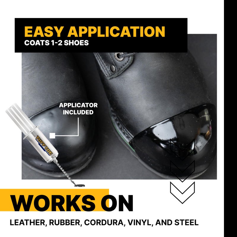 Tuff Toe Work Boot Toe Protector & 2 Pack, Liquid Adhesive Shoe Glue for Boot Waterproofing, Protection & Repair - Heavy Duty Waterproof Cover & Shoe Protector for Any Size & Style, 2 Pack Covers 4 Toe Caps - Image 3