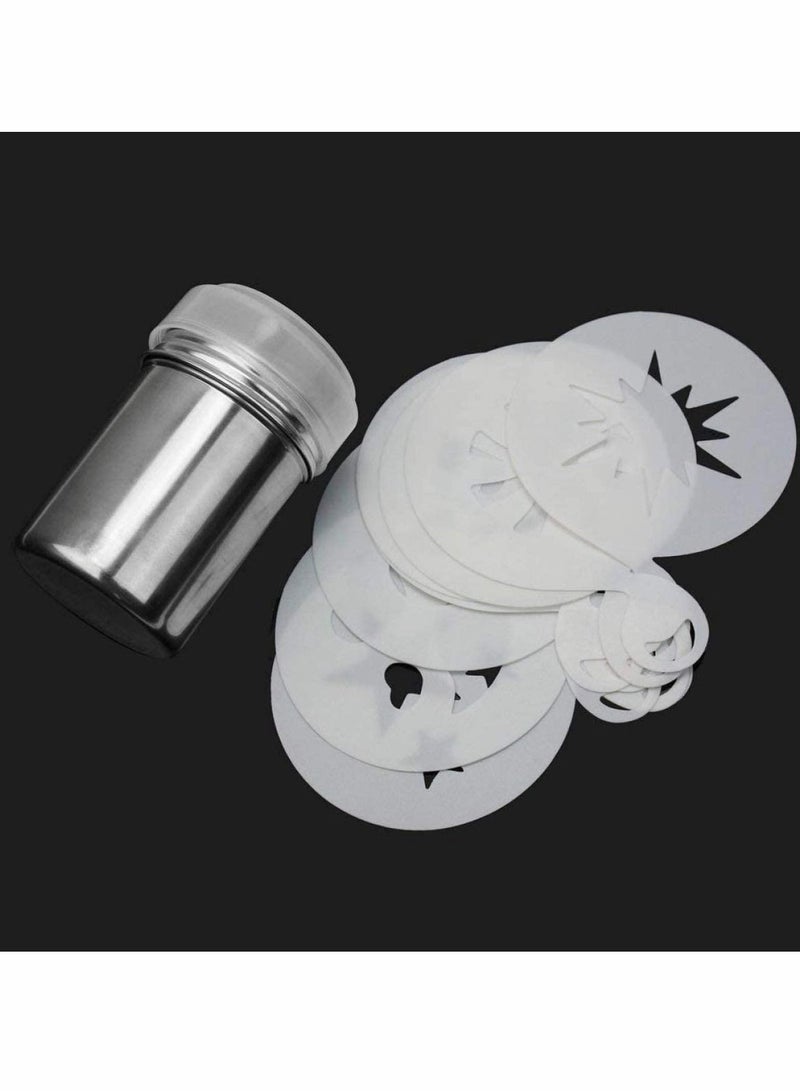 Chocolate Shaker Dusters Stainless Steel Mesh Powder for Icing Sugar Cocoa Cappuccino with Coffee Stencils, Kitchen, Drinks and Baking - Image 3