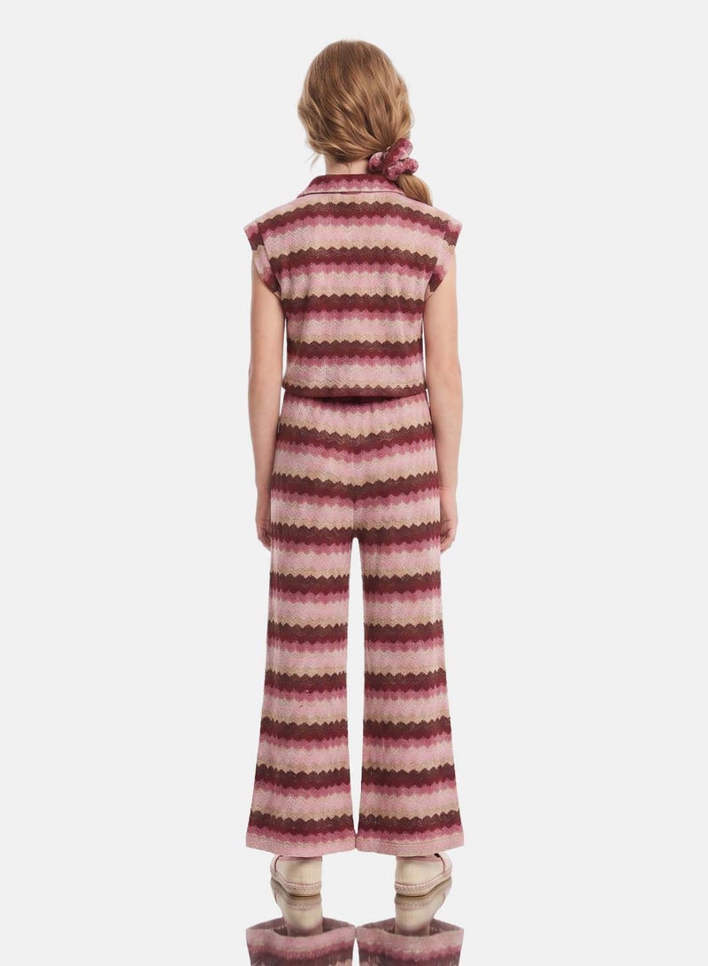 FOREVER 21 Girls' Zigzag Knit Cropped Shirt and Wide-Leg Pants Set - Image 2