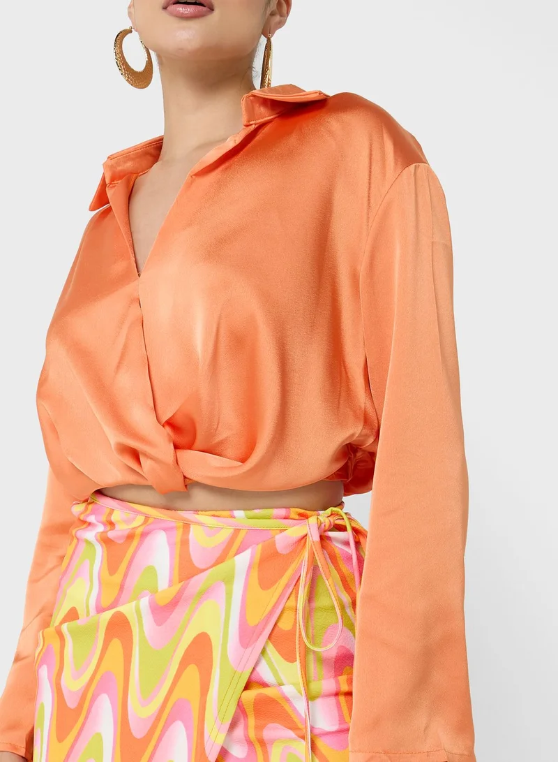 boohoo Notch Neck Shirt