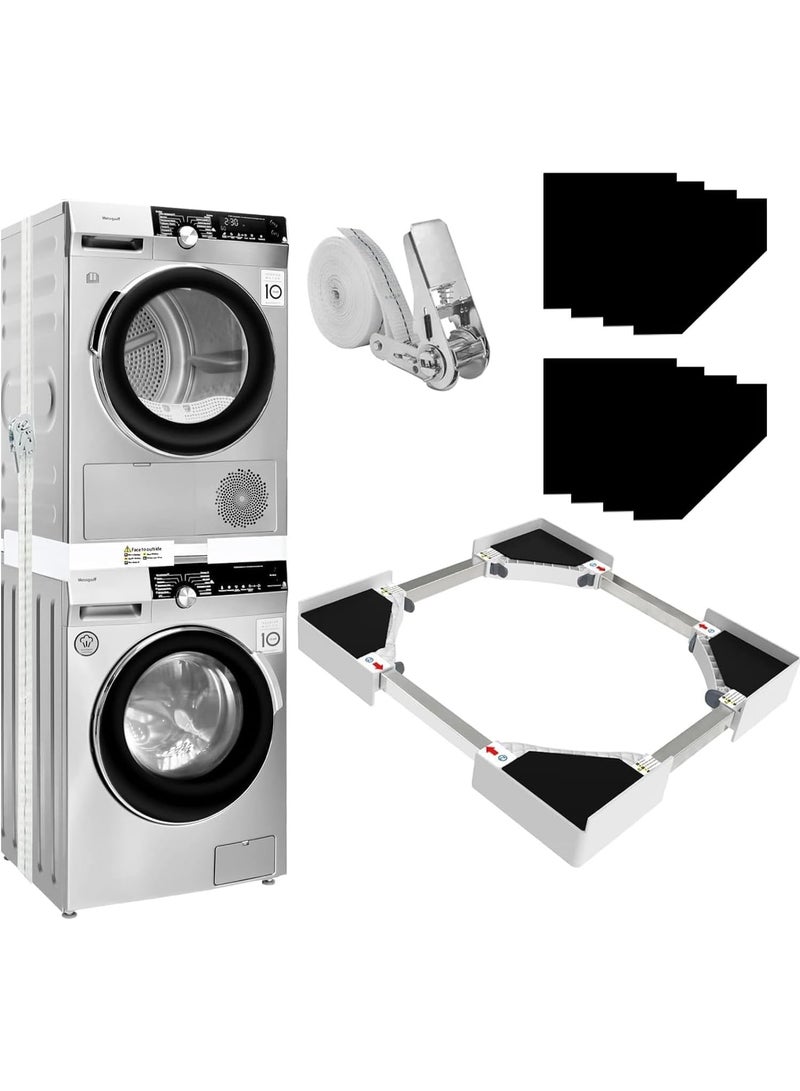 Washer Dryer Stacking Kit, Universal Stacking Kit for Washer and Dryer, Connecting Frame with Ratchet Strap, Adjustable 29"/28"/27"/26"/25"/24" Washer and Dryer Stacking Kit - Image 1