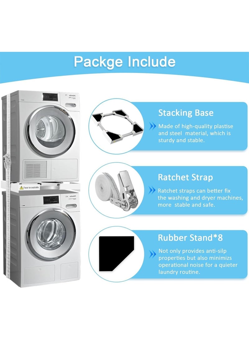 Washer Dryer Stacking Kit, Universal Stacking Kit for Washer and Dryer, Connecting Frame with Ratchet Strap, Adjustable 29"/28"/27"/26"/25"/24" Washer and Dryer Stacking Kit - Image 3