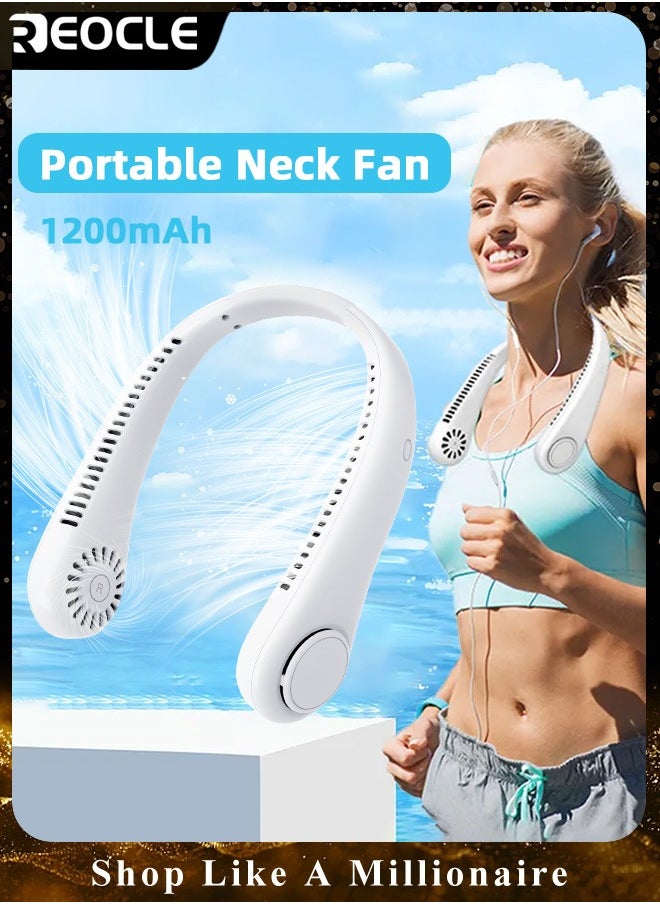 REOCLE Neck Fan Hands Free Bladeless 360° Cooling Personal Fan with Portable Strong Wind & 3 Speed Adjustable & Short Charging & Long Use Time Portable Neck Fan for Outdoor Sports Home Office Travel  - Image 1