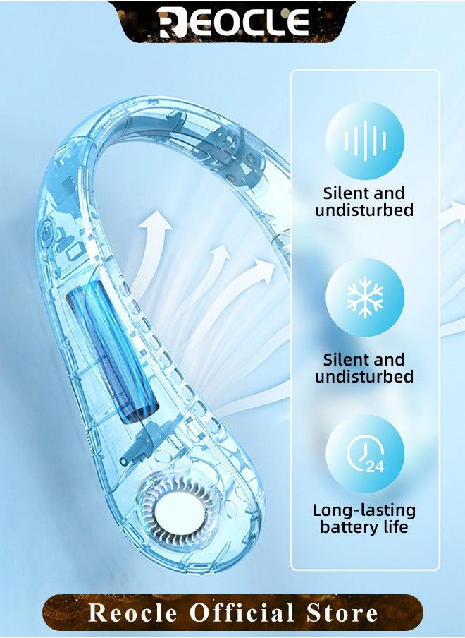 REOCLE Neck Fan Hands Free Bladeless 360° Cooling Personal Fan with Portable Strong Wind & 3 Speed Adjustable & Short Charging & Long Use Time Portable Neck Fan for Outdoor Sports Home Office Travel  - Image 4