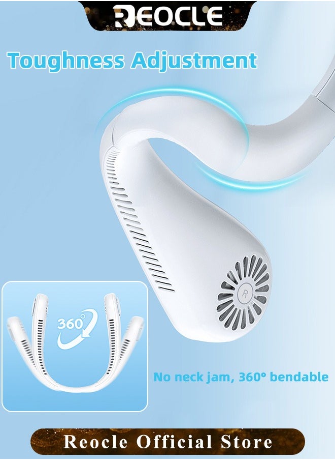REOCLE Neck Fan Hands Free Bladeless 360° Cooling Personal Fan with Portable Strong Wind & 3 Speed Adjustable & Short Charging & Long Use Time Portable Neck Fan for Outdoor Sports Home Office Travel  - Image 3